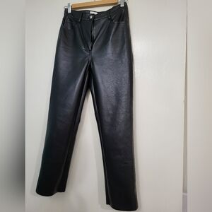 Wilfred Black High Waisted Vegan Leather Straight Leg Pants Size 4